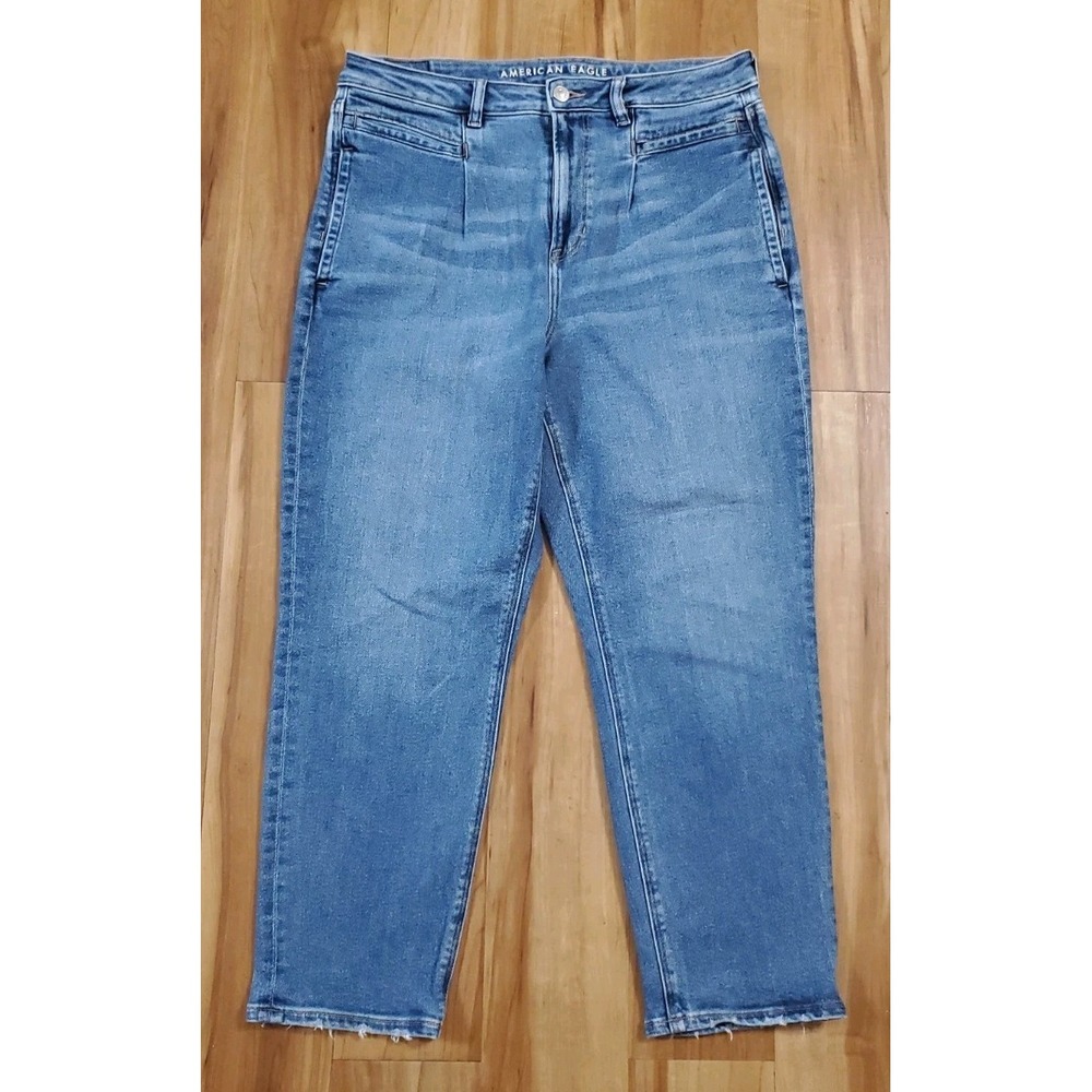 American Eagle Curvy Mom Jeans Womens Size 12 Blue Denim High Rise Stretch